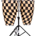 Latinpercussion Aspire Accent Congas 10" & 11" Set with Double Stand, Checke