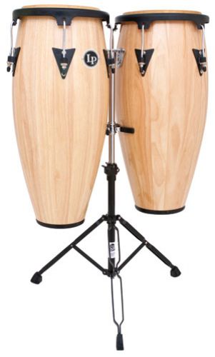 Latinpercussion Aspire Wood Congas 11" & 12" Set with Double Stand Natural/B