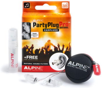 Alpine PartyPlug Pro Natural - Öronproppar, transparenta, inkl. rengöring, 1 par