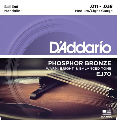 Daddario EJ70 Phosphor Bronze Mandolin Strings, Ball End