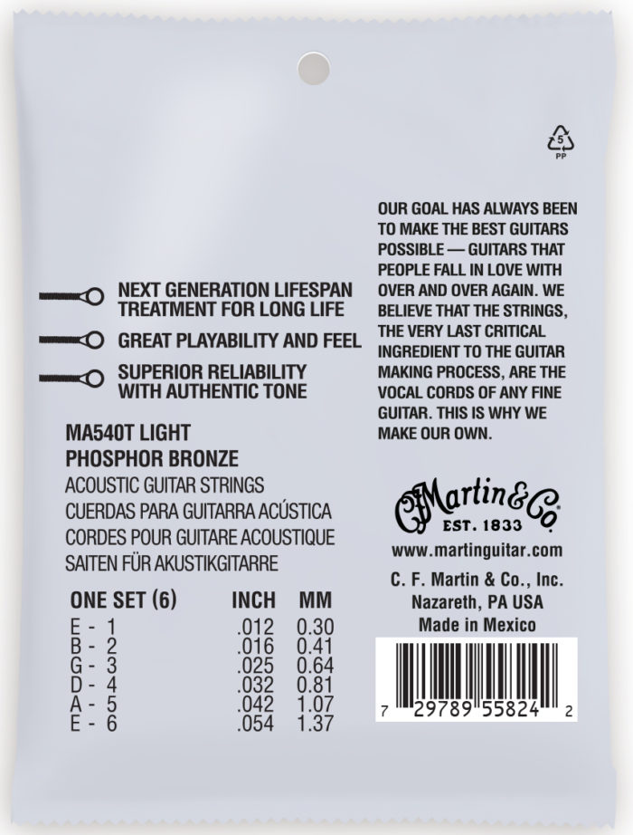 Martin MA540T Authentic Treated Acoustic Light (.12 - .54) 92/8 Pho