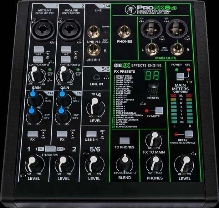 Mackie ProFX6v3 - 6 Channel Professional Effects Mixer with USB