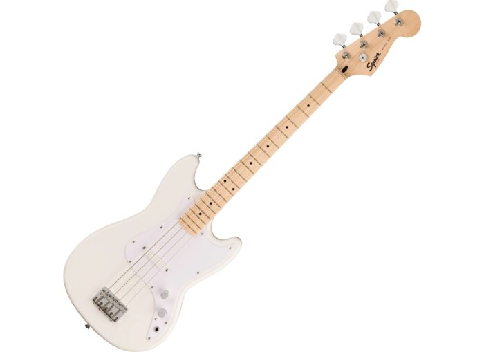 Squier Bronco Bass, Maple Fingerboard, White Pickguard, Arctic White