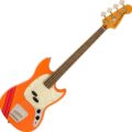 Squier FSR Classic Vibe '60s Competition Mustang Bass, Laurel Fingerboard, White Pearloid Pickguard, Capri Orange with Dakota Red Stripes