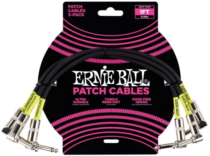 Ernie-Ball EB-6075 PATCH CABLE 1' BLK 3PC