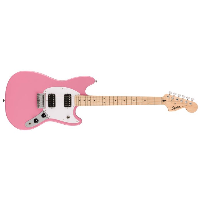 Squier Mustang HH, Maple Fingerboard, White Pickguard, Flash Pink