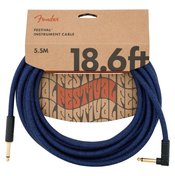 Fender 18.6' Angled Festival Instrument Cable, Pure Hemp, Blue Dream