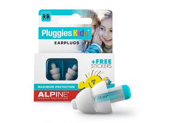 Alpine Pluggies Kids - Öronproppar för barn, 2 filter, vita, 1 par