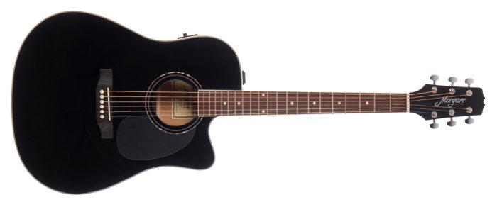 Morgan 104 Westerngitarr, Pickup, Cutaway, Svart