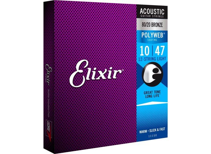 Elixir 11150 Acoustic 80/20 Bronze With Polyweb 12-String Light (.010-.047)