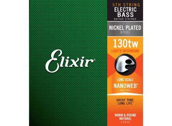 Elixir 15432 Electric Bass Nickel Plated Steelwith Nanoweb Custom 5Th And 6Th Strings Light B, Long Scale, TaperWound (.130tw)