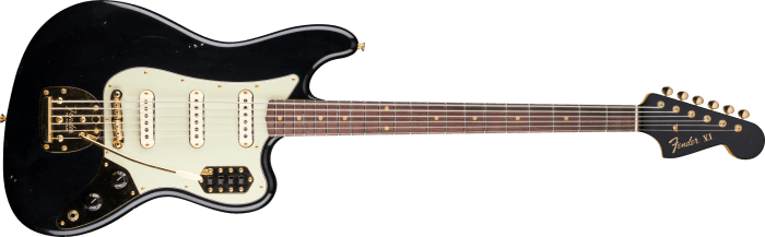 Fender 1966 Bass VI Journeyman Relic with Gold Closet Classic Hardware, Rosewood Fingerboard, Aged Black