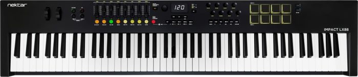 Nektar Impact LX88mk3 - MIDI keyboard, 88 semi-weighted keys, pads, faders & encoders