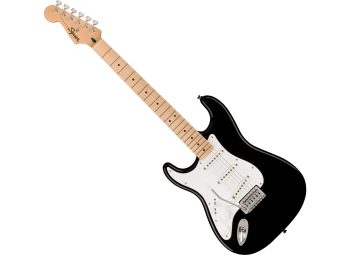 Squier Stratocaster Left-Handed, Maple Fingerboard, White Pickguard, Black