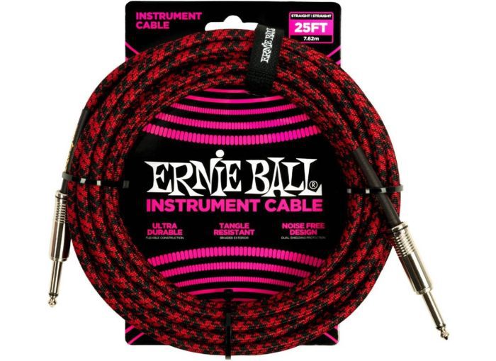 Ernie-Ball 6398 25Ft Cable Red/Bk 7,5M