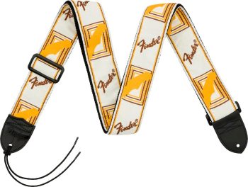 Fender 2" monogrammed strap White/yellow/brown