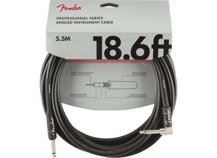 Fender Professional Series Instrument Cables, Angle/Angle, 3' Black