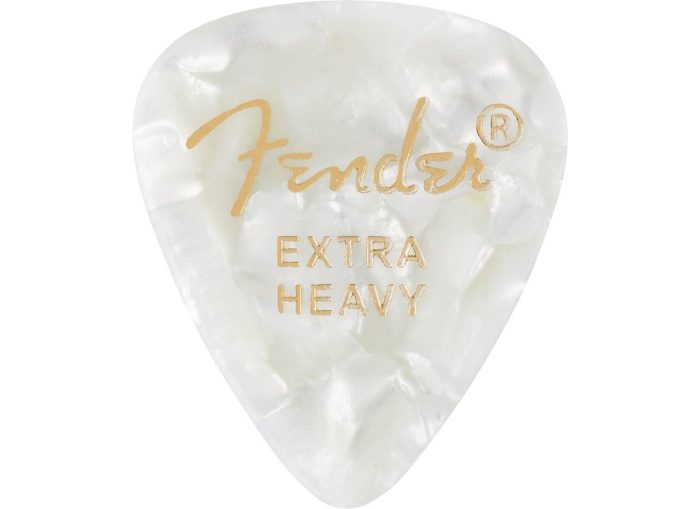 Fender 351 Shape Premium Picks, Extra Heavy, White Moto, 12 Count