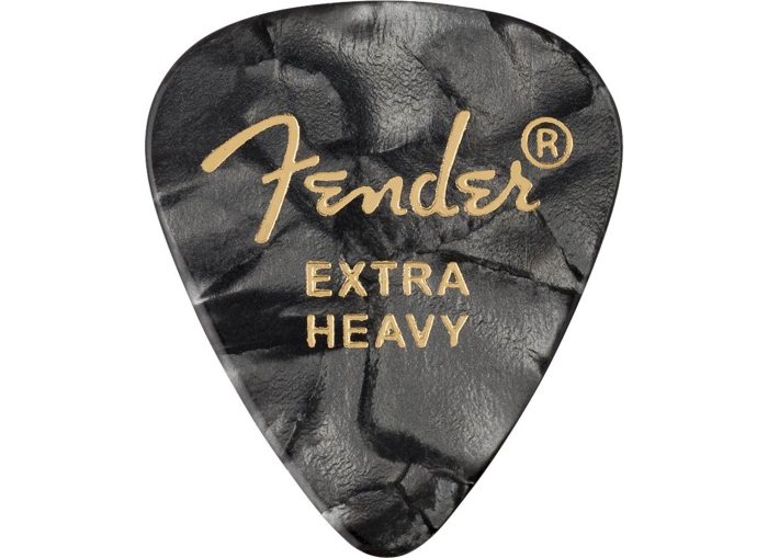 Fender 351 Shape Premium Picks, Extra Heavy, Black Moto, 12 Count