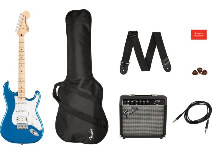 Squier Affinity Series Stratocaster HSS Pack, Maple Fingerboard, Lake Placid Blue, Gig Bag, 15G - 230V EU