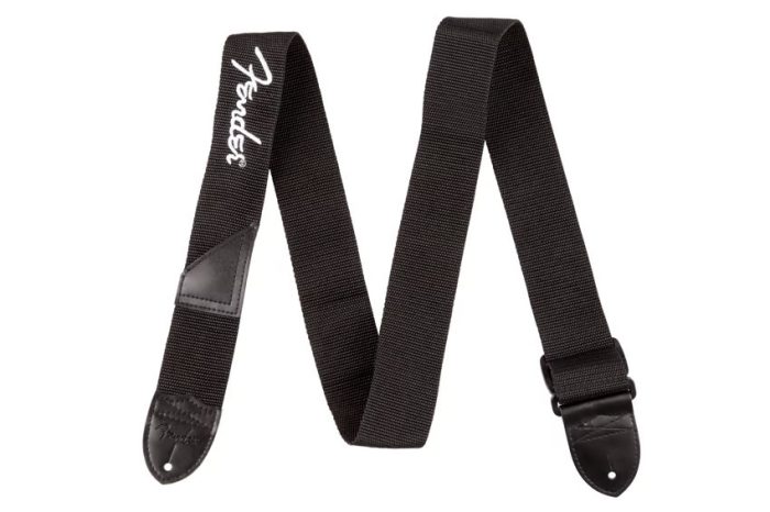 Fender Poly Logo Strap Black/Yellow Logo