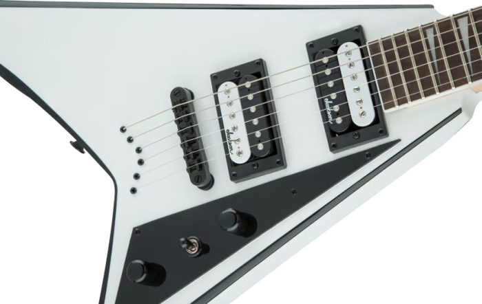 Jackson JS Series Rhoads JS32T, Amaranth Fingerboard, White with Black Bevels
