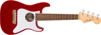 Fender Fullerton Strat Uke, Walnut Fingerboard, White Pickguard Candy Apple Red