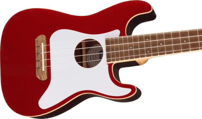 Fender Fullerton Strat Uke, Walnut Fingerboard, White Pickguard Candy Apple Red