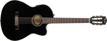 Fender CN-140SCE Nylon Thinline, Walnut Fingerboard, Black w/case