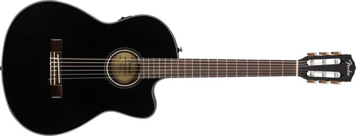 Fender CN-140SCE Nylon Thinline, Walnut Fingerboard, Black w/case