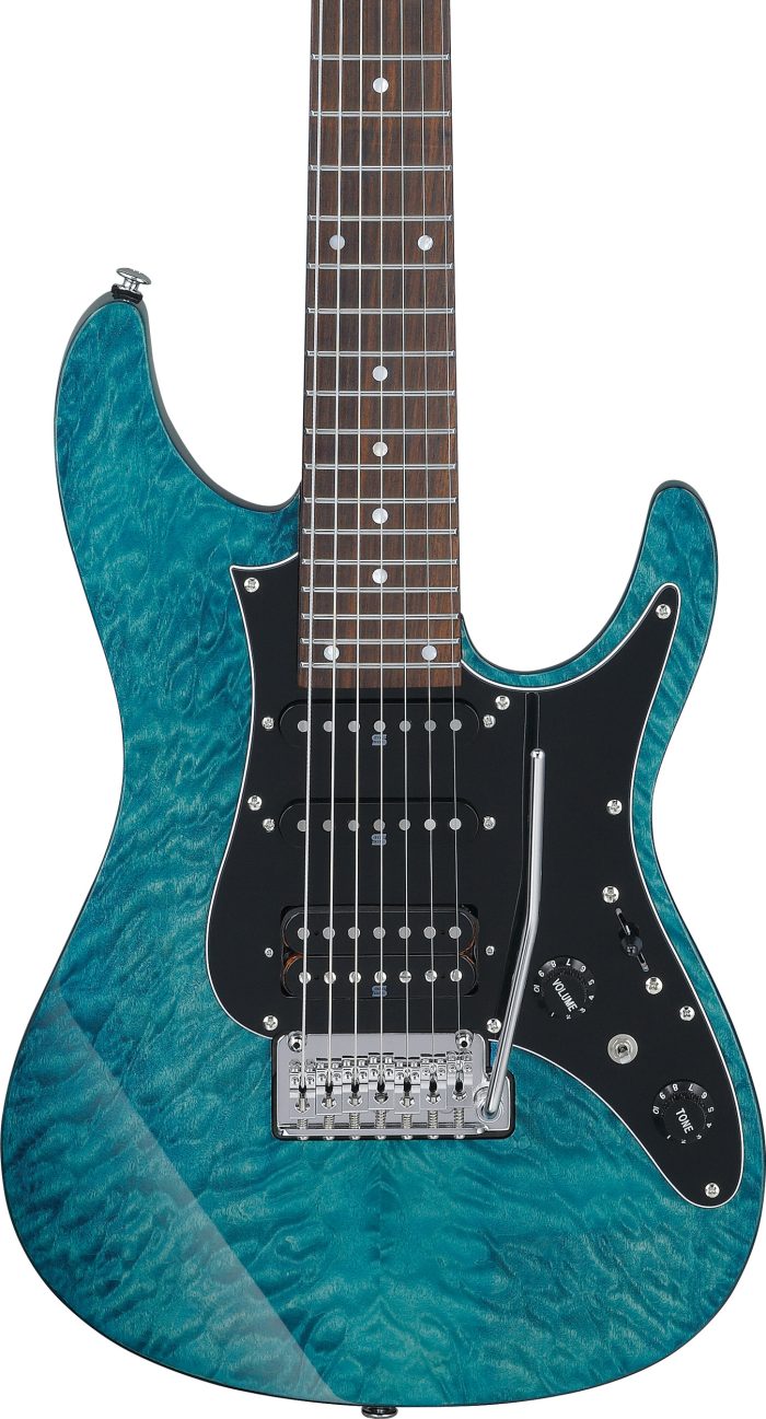 Ibanez AZ447P1QM-COB med gigbag, Premium AZ 7-str.